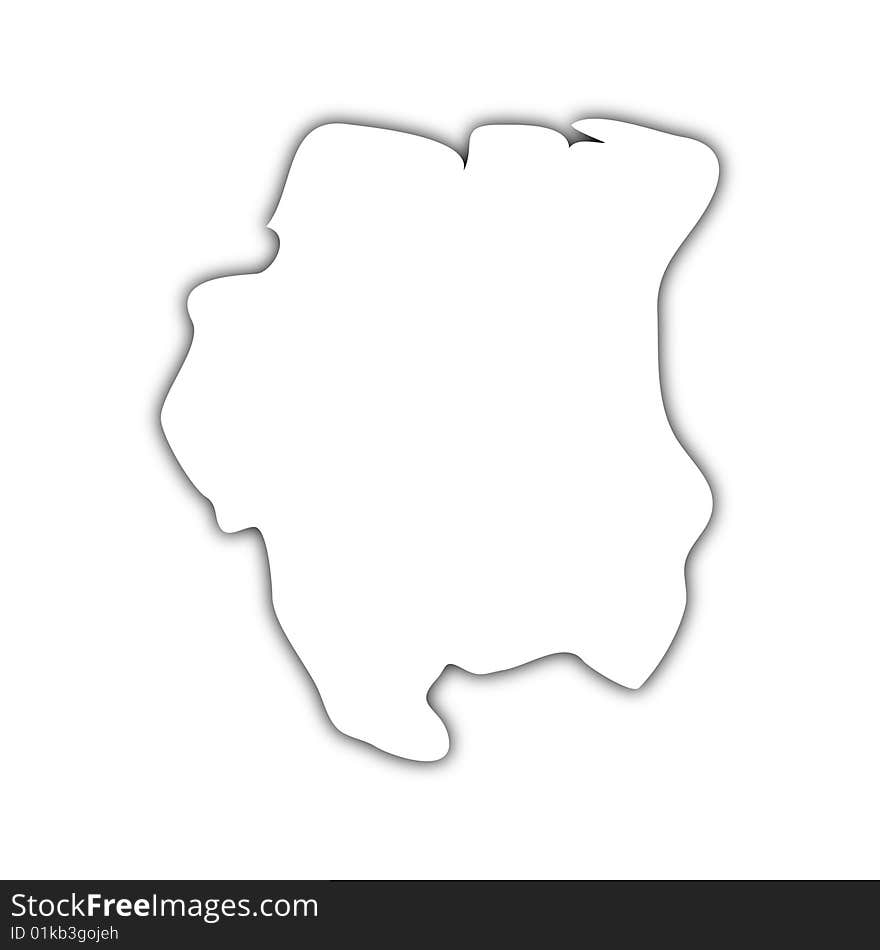 White map of dutch guiana on black shadow. White map of dutch guiana on black shadow