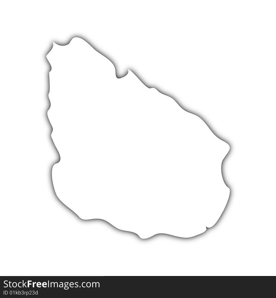 Map of uruguay with shadow