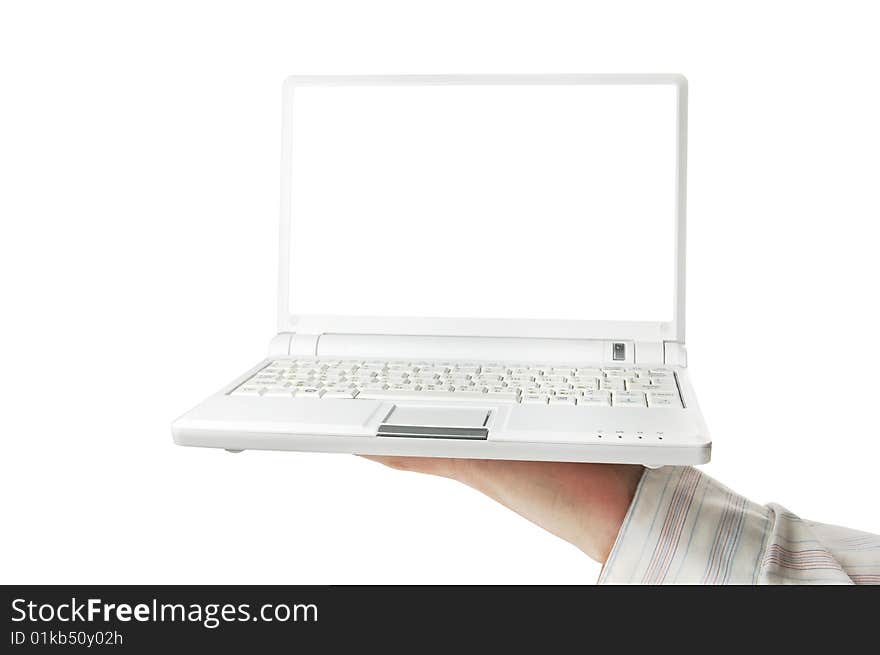 White laptop isolated on a white background