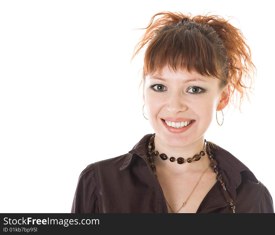 Portrait of a beautiful woman. Isolated on white background