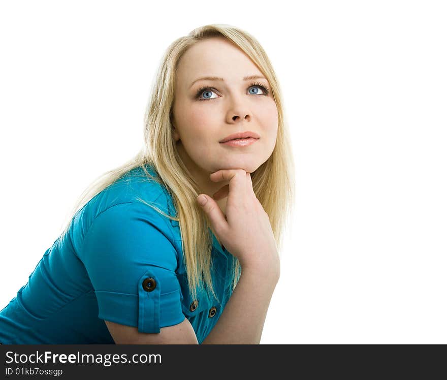 Portrait of a beautiful woman. Isolated on white background