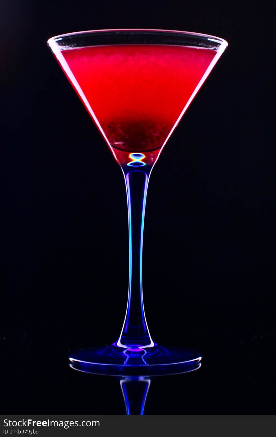 Strawberry cocktail on black background