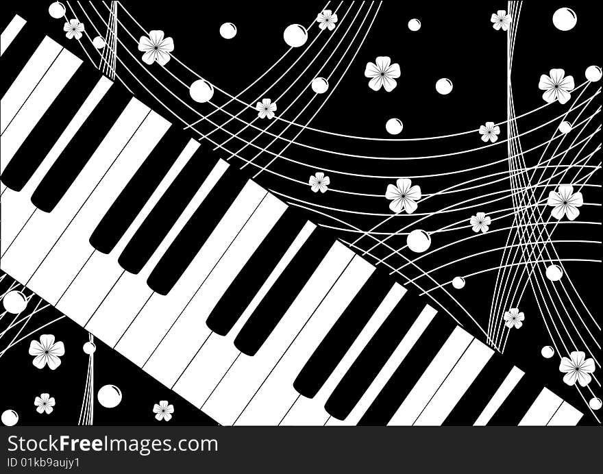 Musical background with buttons and flowers. Vector. Musical background with buttons and flowers. Vector