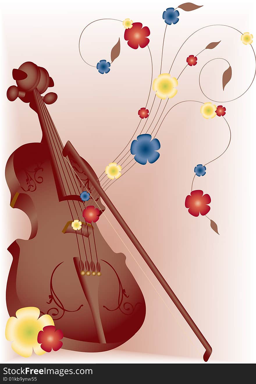 A beautiful violin, with the lines and colors. Vector. A beautiful violin, with the lines and colors. Vector