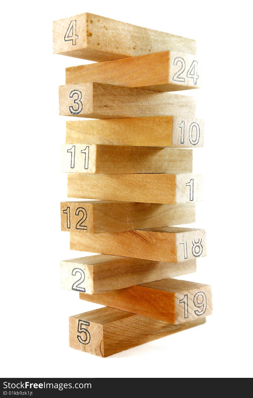 Wood Block Tower with Numbering. Wood Block Tower with Numbering