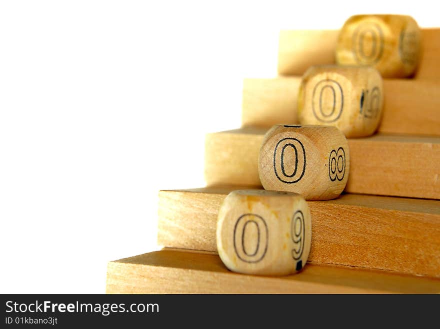 Wood Block Tower with Numbering and Dice. Wood Block Tower with Numbering and Dice