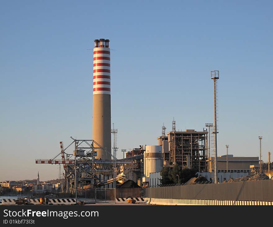 A colorful chemical plant in day with detail.