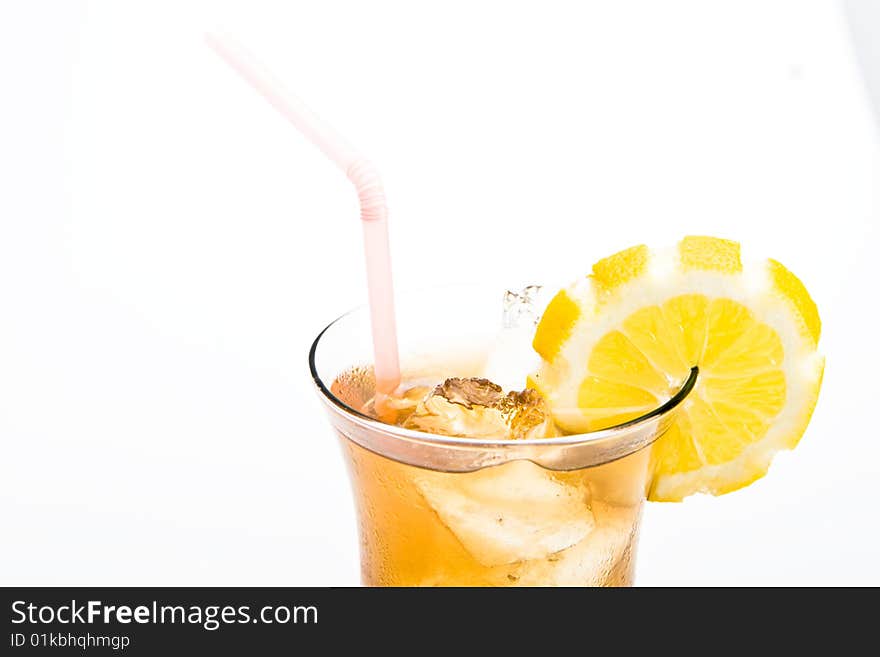 Long Island iced tea  cocktail on a white background. Long Island iced tea  cocktail on a white background