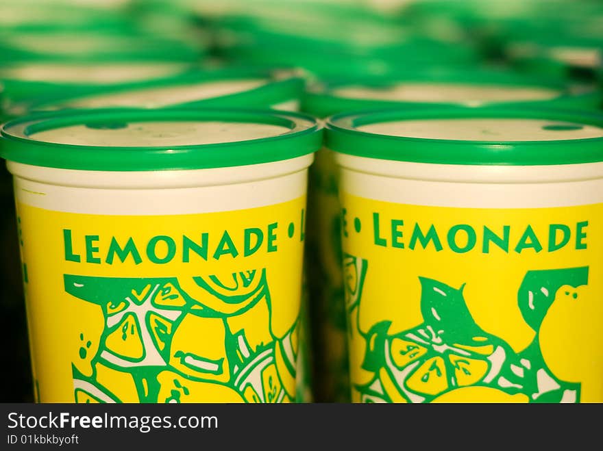 Fresh lemonade for sale in cup at festival.