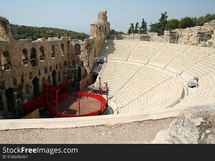 Rebuilded ancient amphitheater in Greece