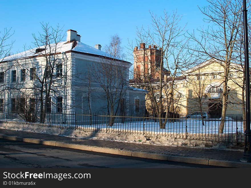 Quiet old street in suburb of Petersburg. Quiet old street in suburb of Petersburg