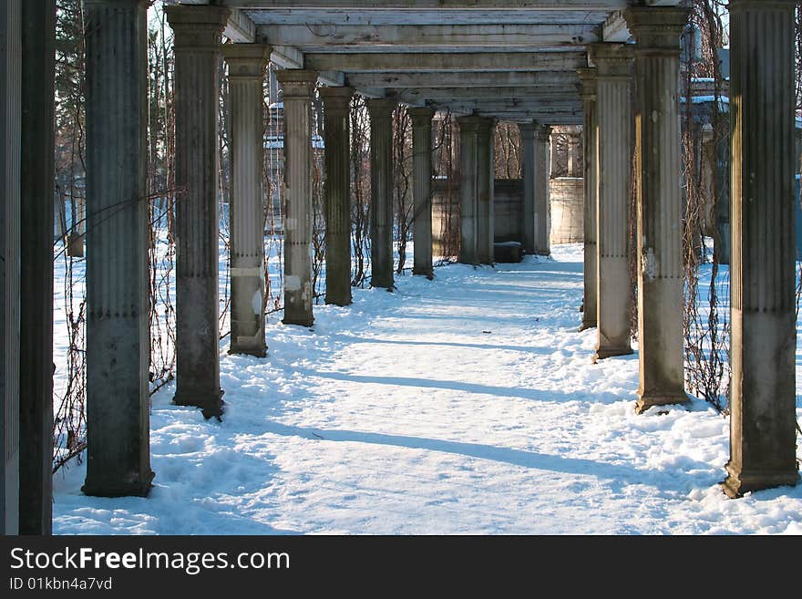 Old colonnade in winter (St. Petersburg, Russia). Old colonnade in winter (St. Petersburg, Russia)