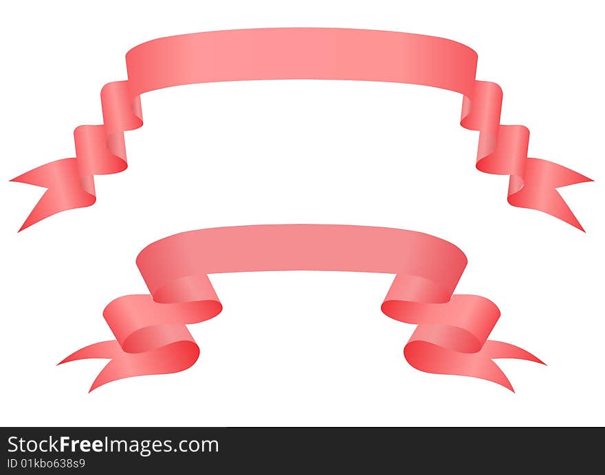 Red ribbons on a white background. Red ribbons on a white background