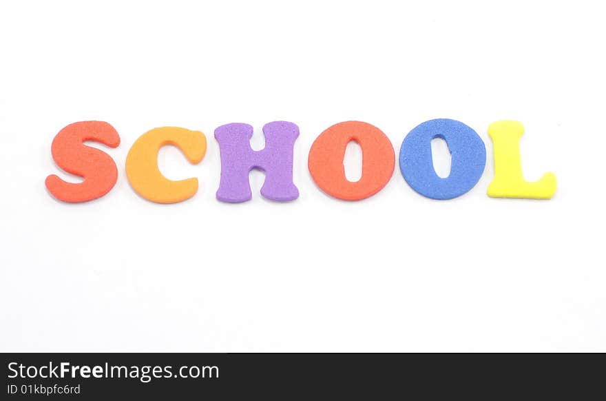 School spelled in foam letters