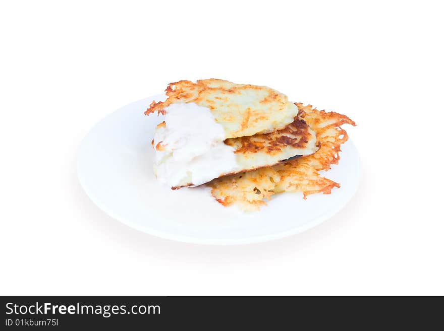 Pancakes on a white background. Traditional food