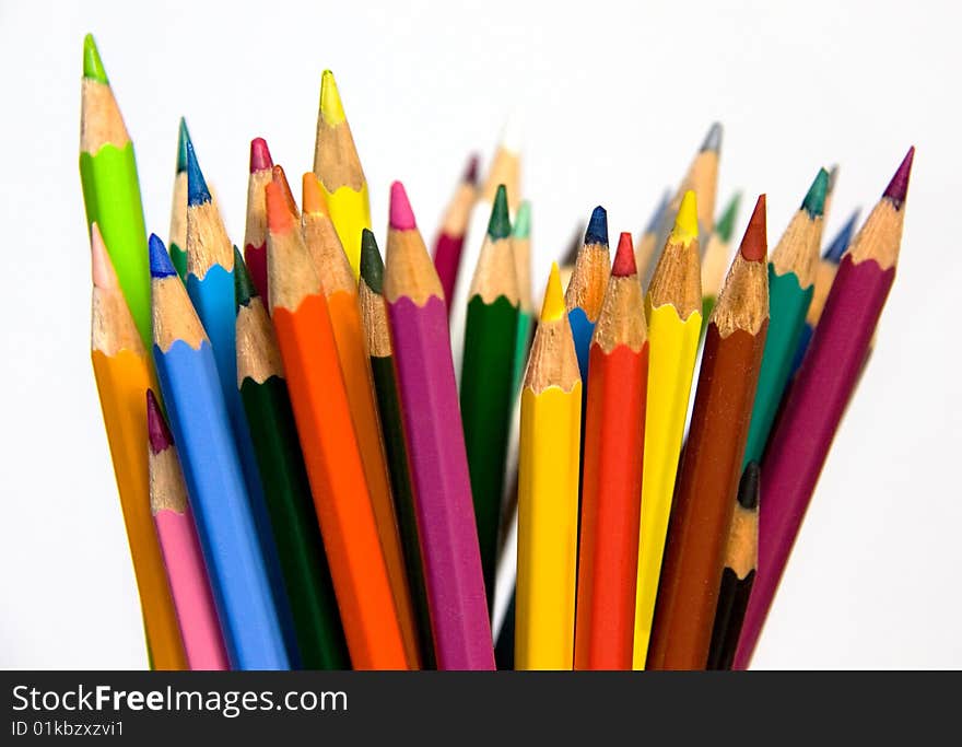 Assorted Colored Pencils against the Light Background