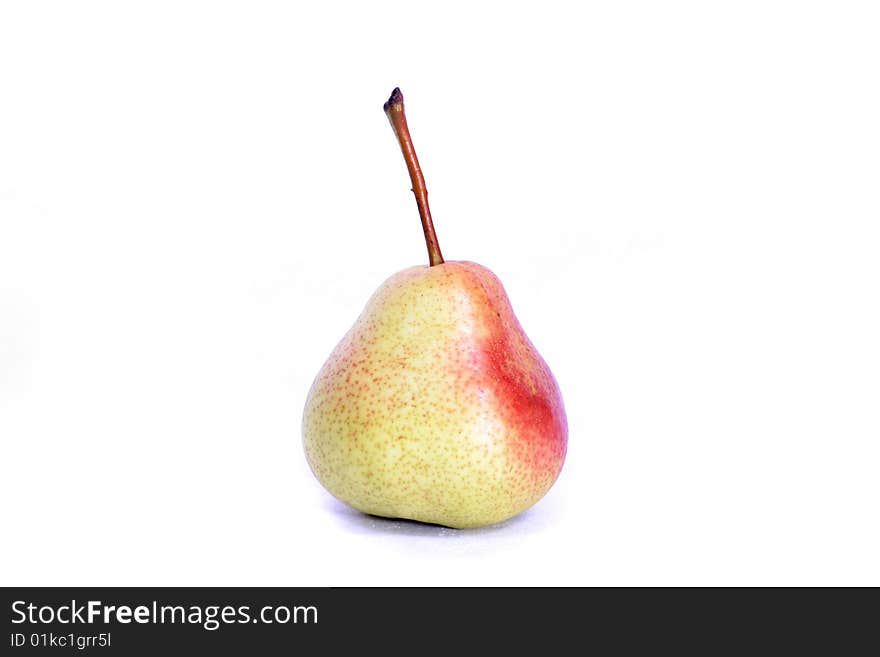 One single pear on a white background. One single pear on a white background.