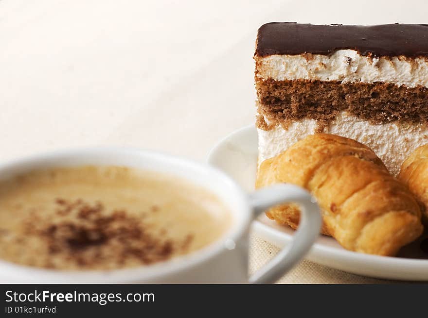 Cup Of Coffee With Dessert