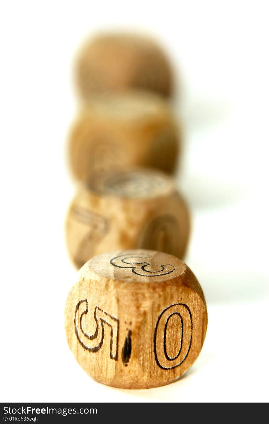 Close up capture on wooden dice. Close up capture on wooden dice