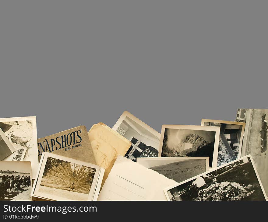 Vintage snapshots isolated on grey