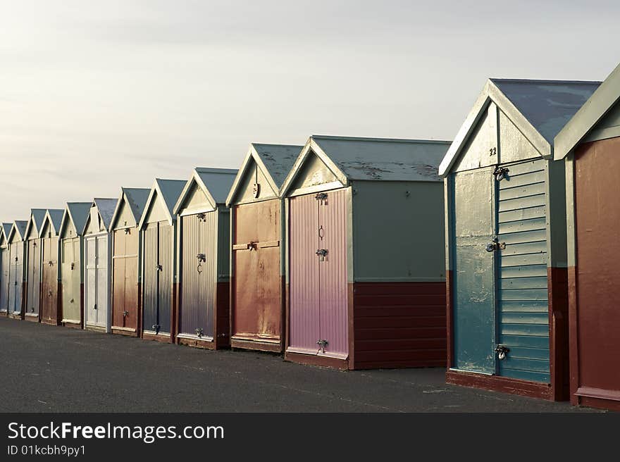 Colored Wooden Beach Huts