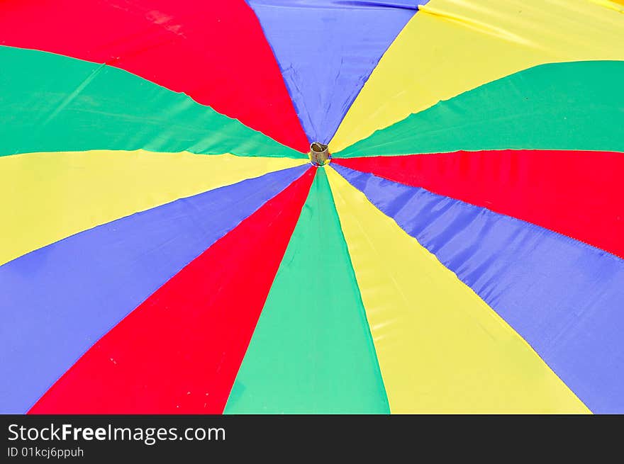 Umbrella top with different colors.