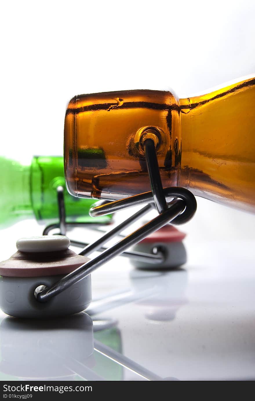 Green and brown Beer Bottles