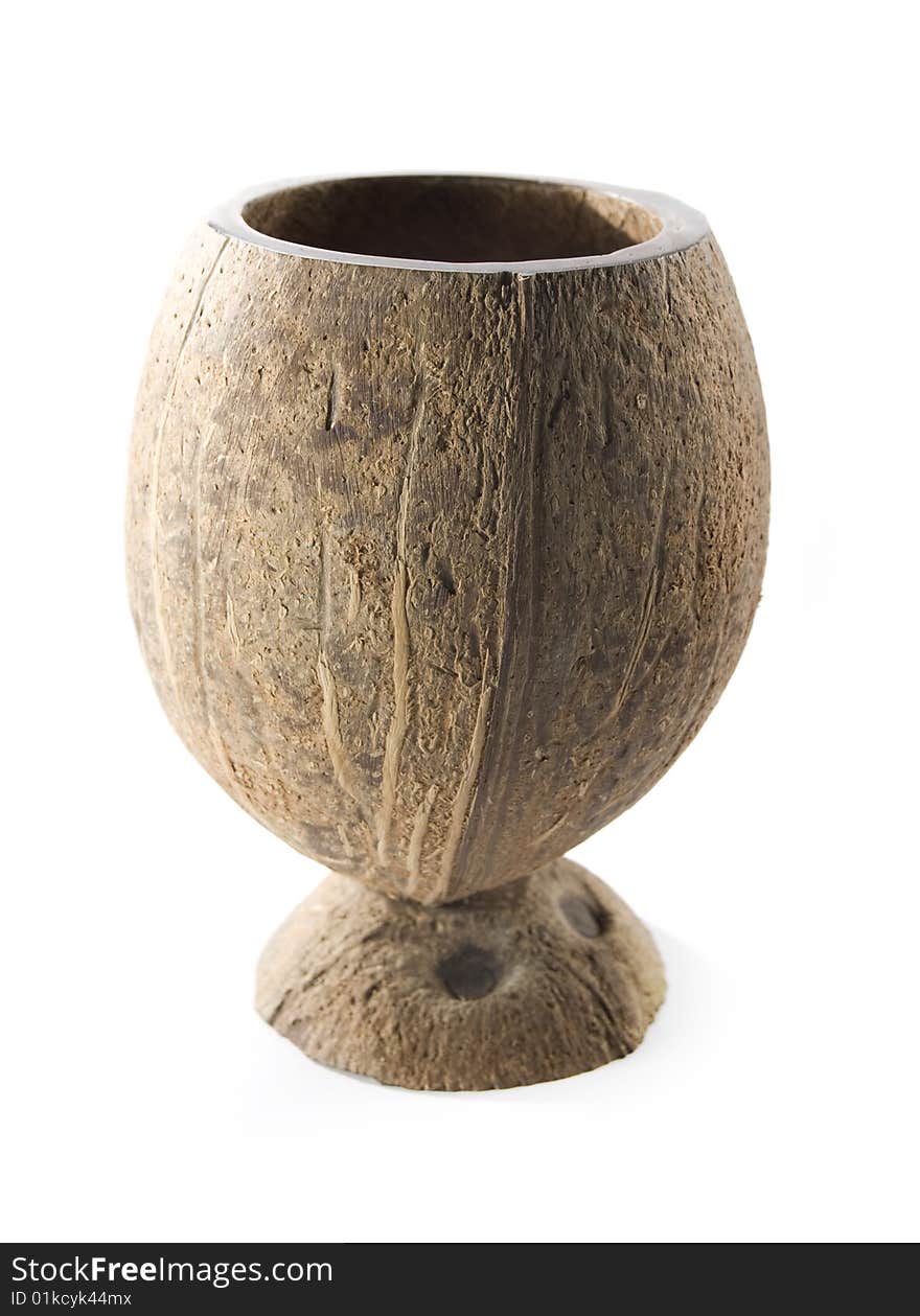 Hand made coconut cup, isolated