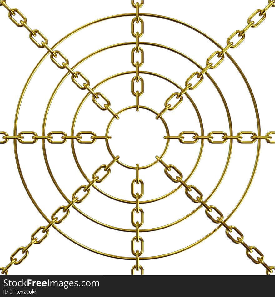 Golden chain on white background (3d rendering). Golden chain on white background (3d rendering)