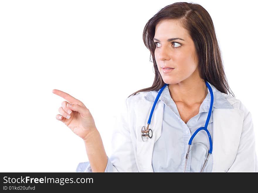 Female doctor isolated on white in the studio