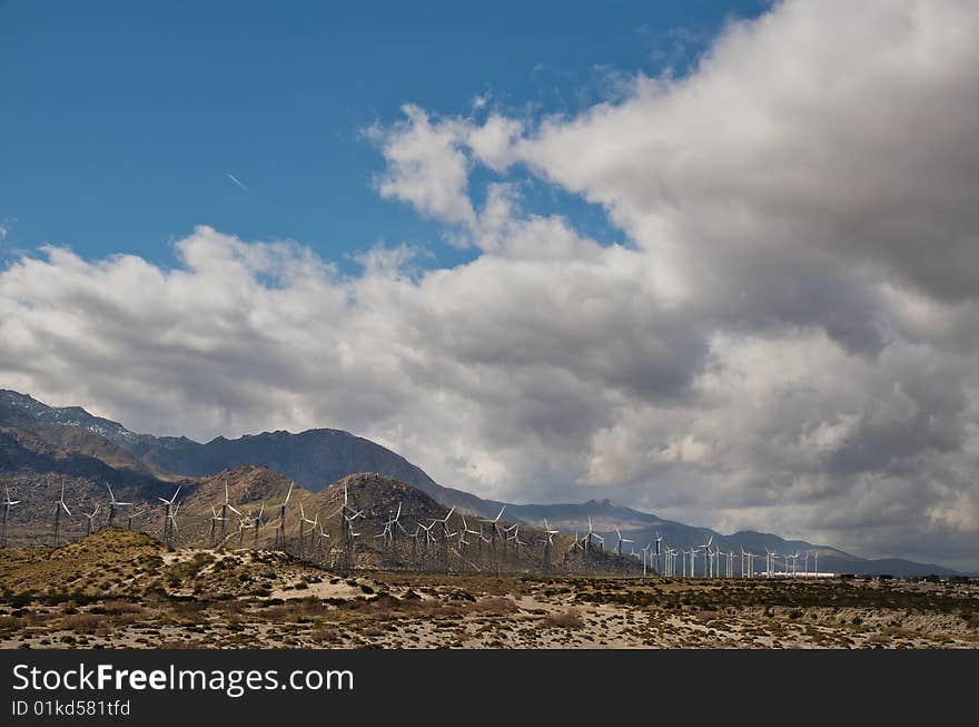 Wind turbines in the high desert. Wind turbines in the high desert