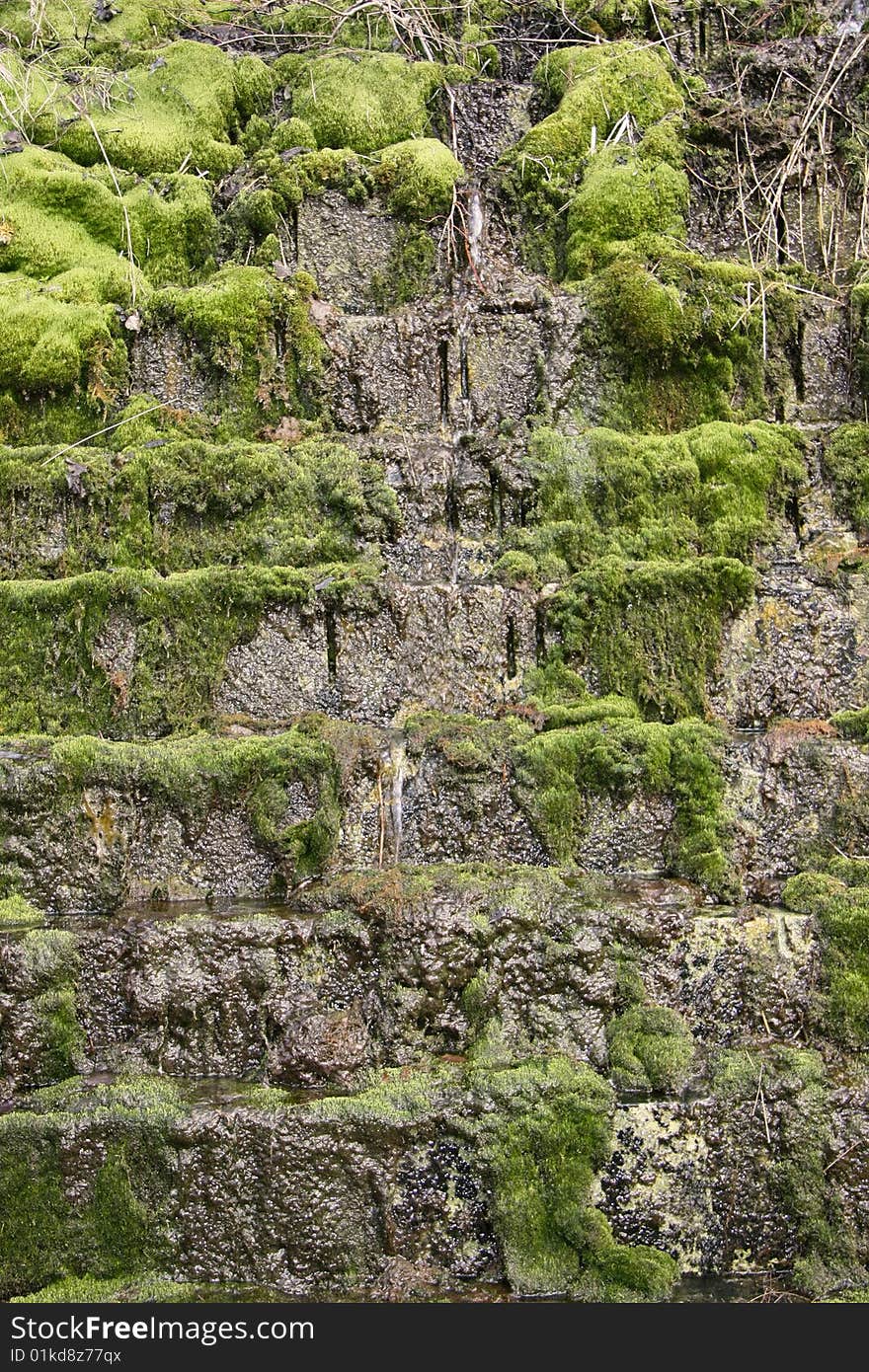 Waterfall in ruin of industrial object. Waterfall in ruin of industrial object