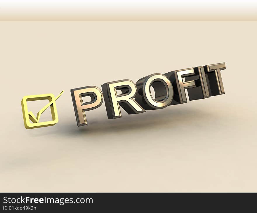 Checkbox In 3D And Profit Text