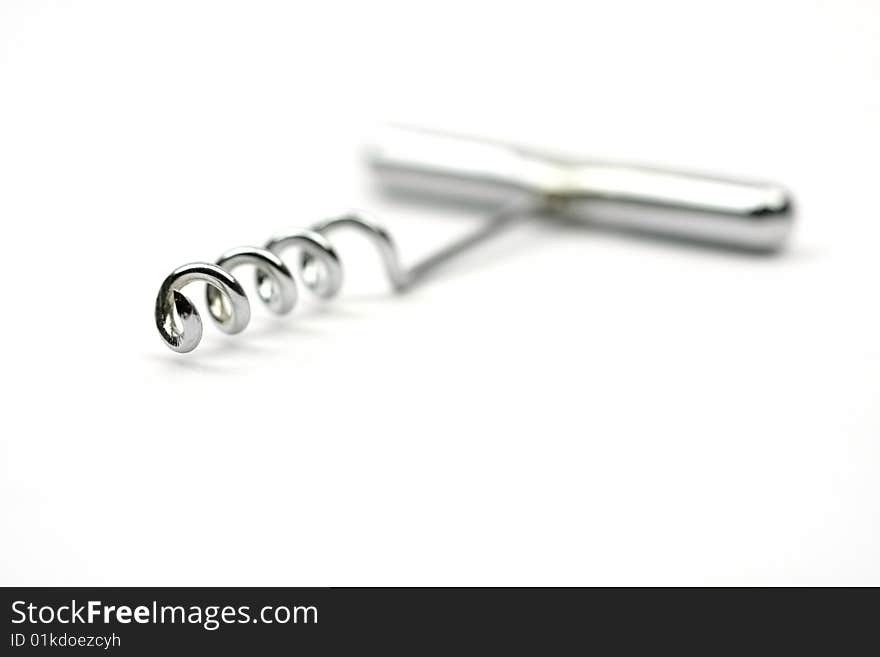 One metal corkscrew close up
