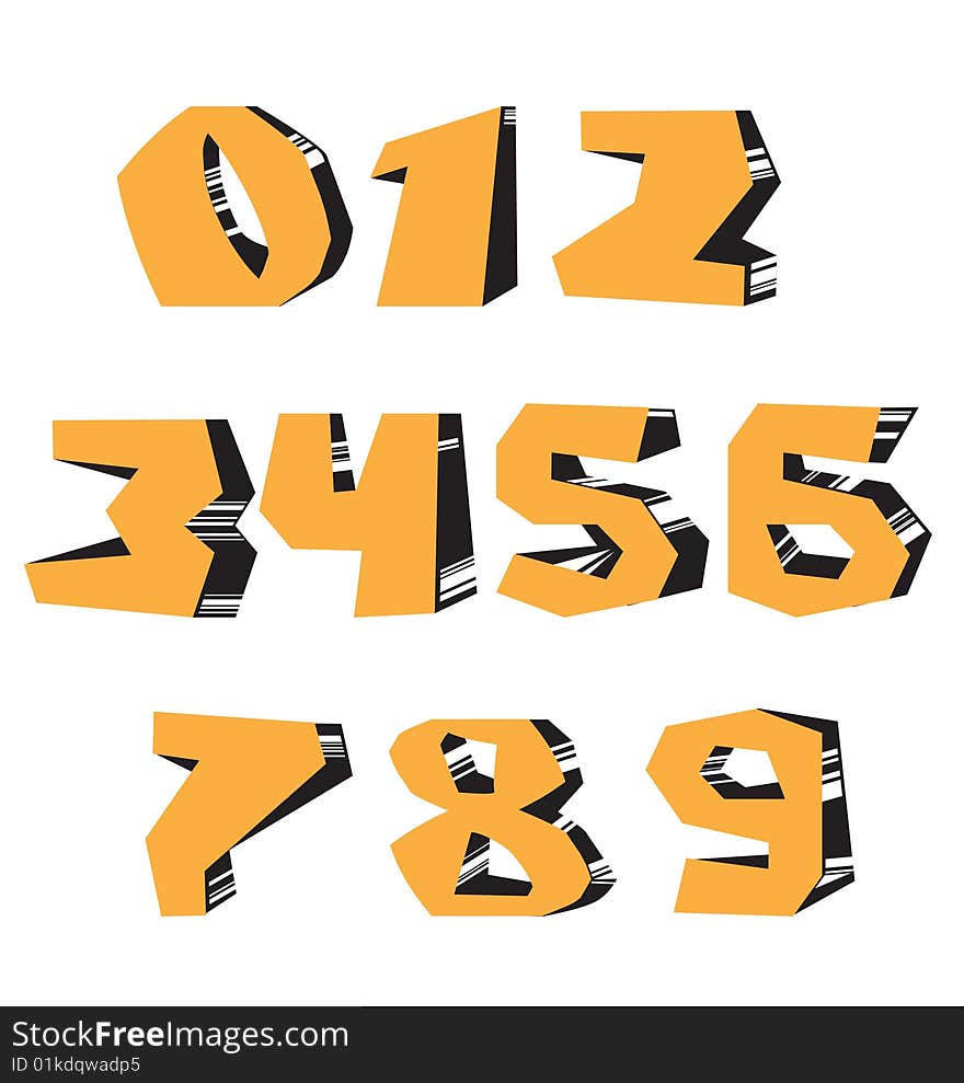 Vector set of graffiti numbers.