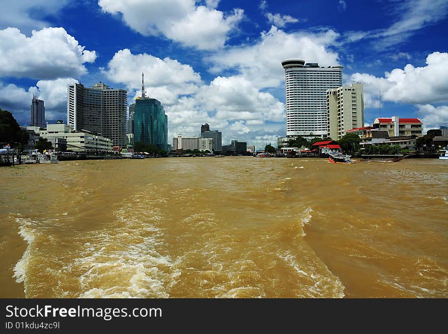 Bangkok city panorama from river, Thailand. Bangkok city panorama from river, Thailand