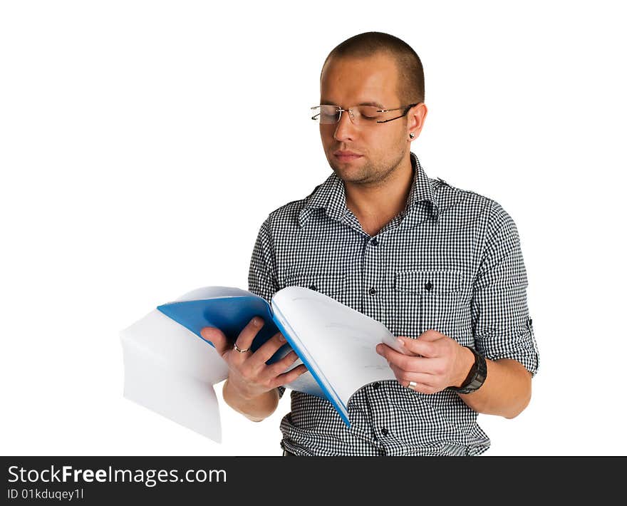 Businessman reading documents