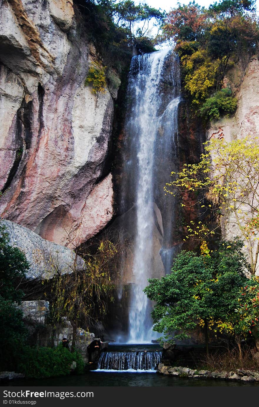 A huge waterfall of Huijishan park of Shaoxing city.