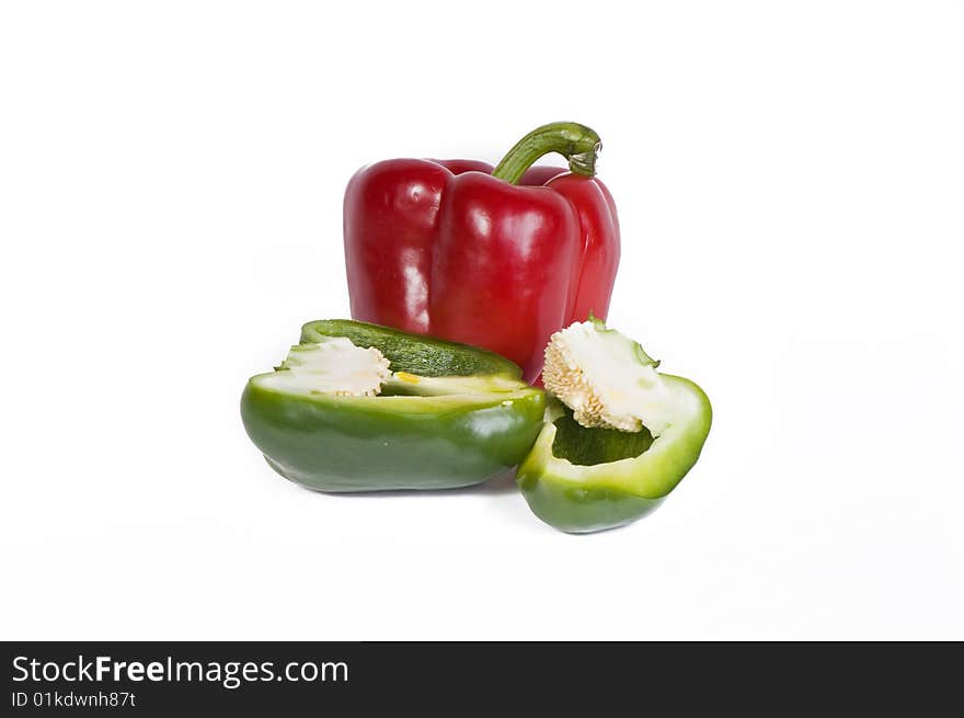 Sweet bell peppers on a white