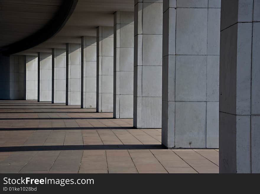 Modern construction. Shadow and light