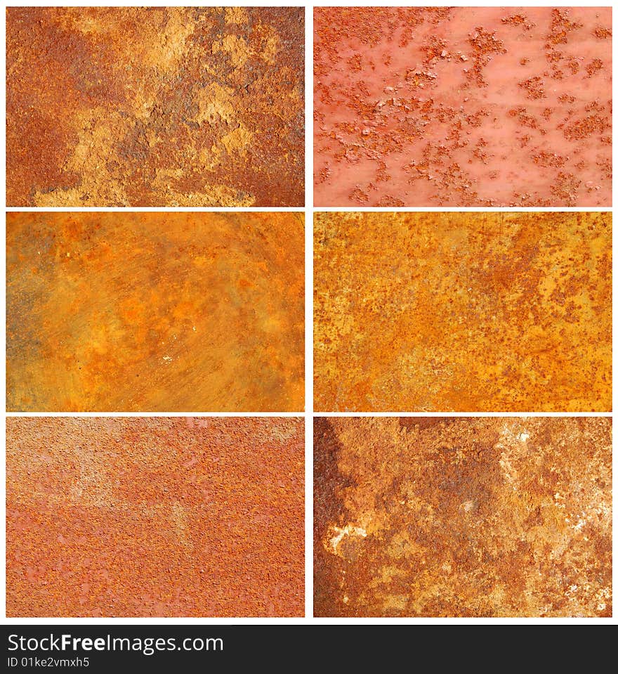 Set of rusty metal surfaces. Set of rusty metal surfaces