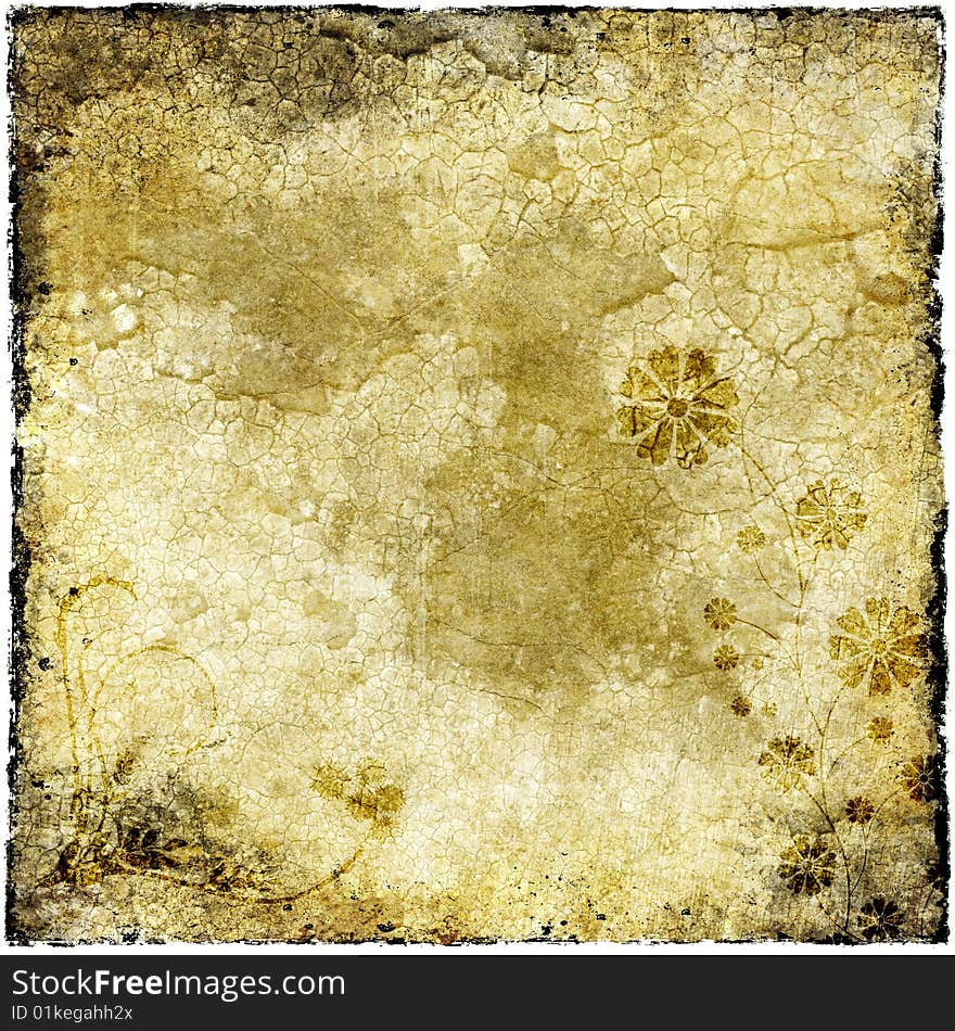 Abstract grunge background with stains, cracks, texture, and floral. Abstract grunge background with stains, cracks, texture, and floral