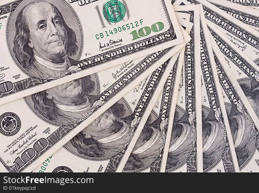 One hundred dollars money - background . One hundred dollars money - background .