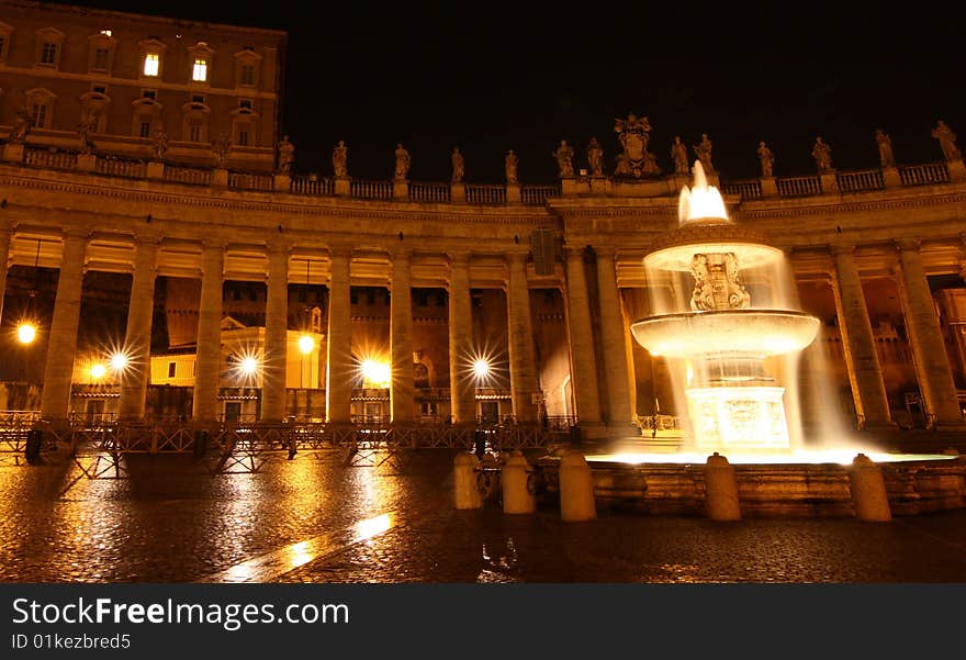 St. Peter's Square at night, Vatican City. St. Peter's Square at night, Vatican City