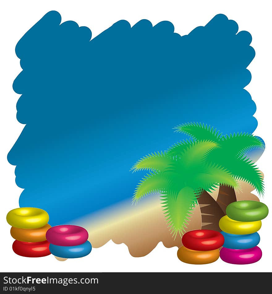 Illustration of beach background with coconut palm trees. Illustration of beach background with coconut palm trees