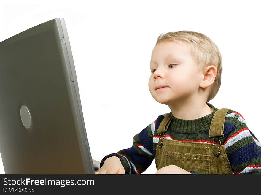 Child works on computer