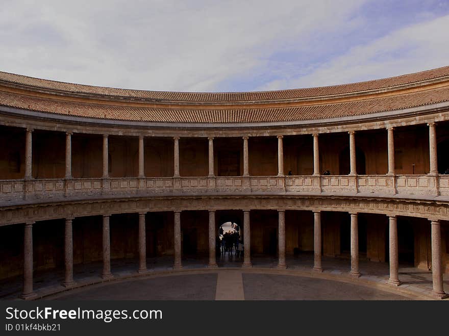 Patio of the palace that Carlos V built in the Alhambra. Patio of the palace that Carlos V built in the Alhambra