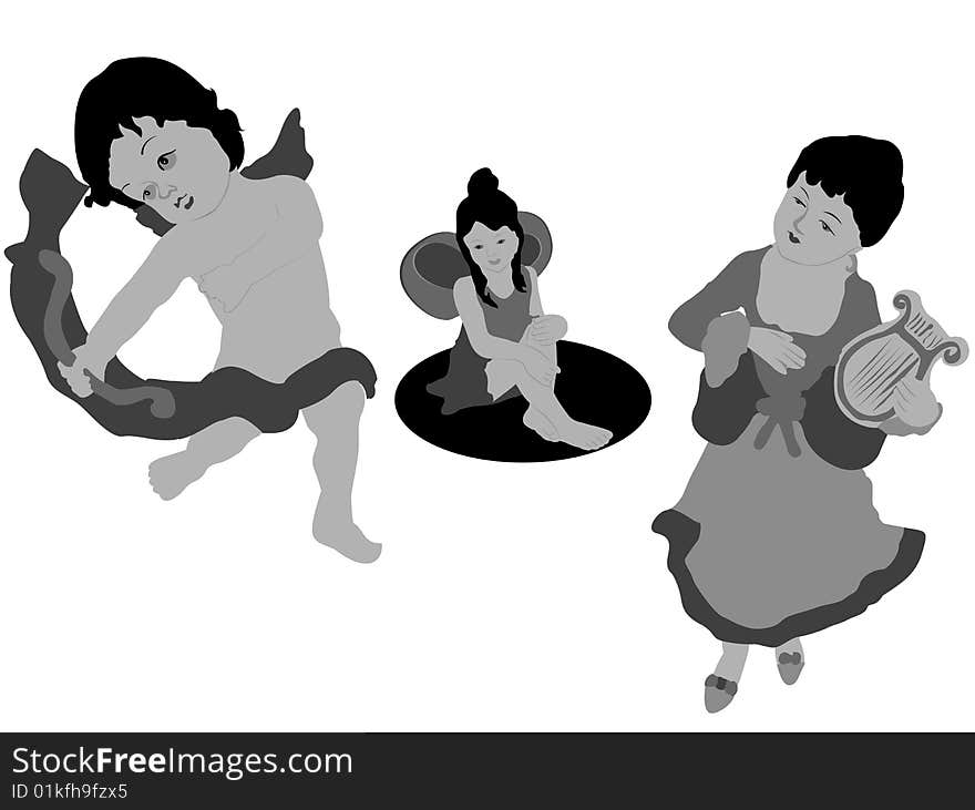 Dancing children on white base