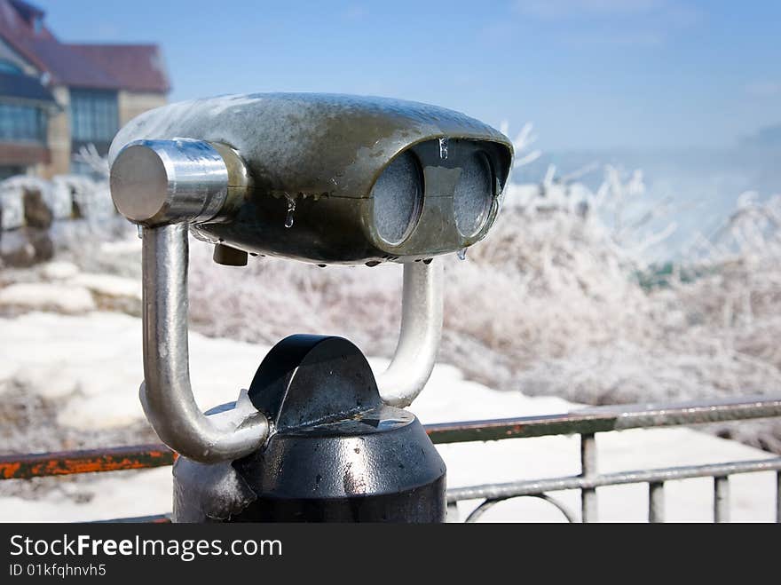 Iced old-fashioned tourist binoculars