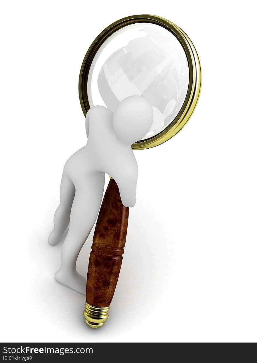 Person looking into a magnifying glass. Person looking into a magnifying glass